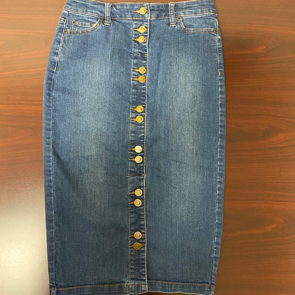 New York & Company Button Down Jean Skirt